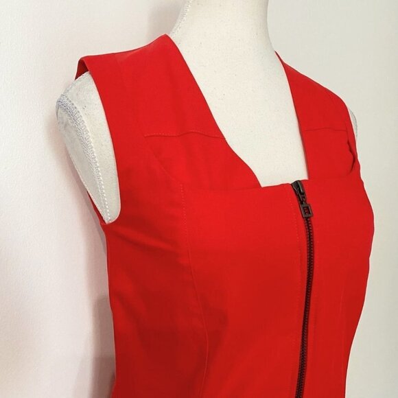 SARAH PACINI RED SQUARE NECK FRONT ZIP BODYCON DRESS - XS - Picture 5 of 11